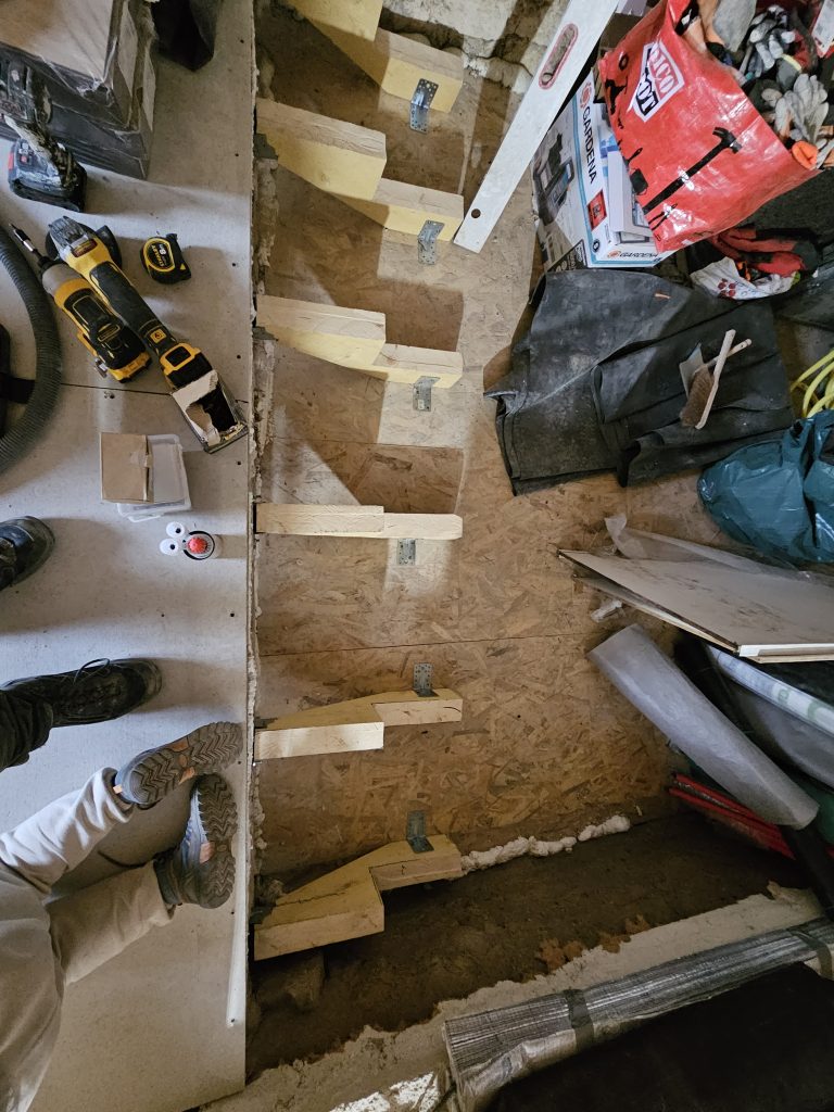 Mise en place des limons pour  l'escalier