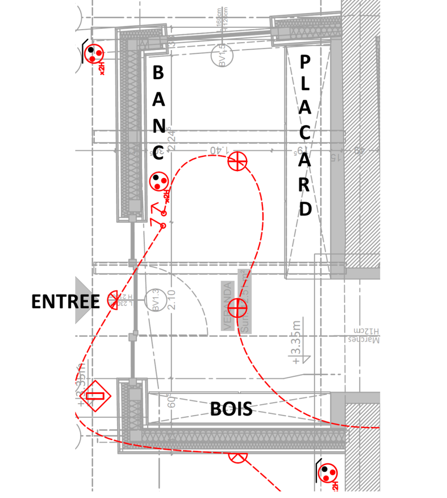 Plan de l'entrée de la grange de Belle-et-doux